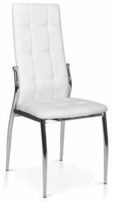 Scaun Emera, structura metalica argintie, piele ecologica - ALB