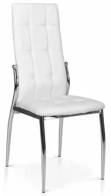 Scaun Emera, structura metalica argintie, piele ecologica - ALB