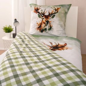 Lenjerie de pat din flanelă Herding Cerbul, 135 x 200 cm, 80 x 80 cm