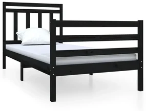 3100623 vidaXL Cadru de pat Single 3FT, negru, 90x190 cm, lemn masiv