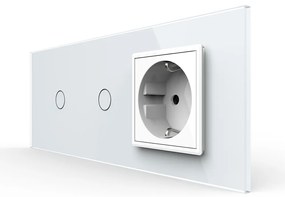Intrerupator Simplu + Simplu + Priza LIVOLO cu Rama Din Sticla, Standard Italian, 6M