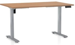 Masa inaltime reglabila OfficeTech B, 120 x 80 cm, bază gri, fag