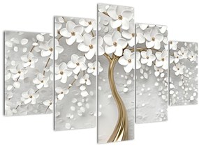 Tablou cu copac alb cu flori (150x105 cm)