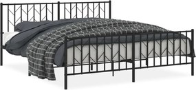 vidaXL Cadru pat metalic cu tăblii de cap/picioare, negru, 183x213 cm
