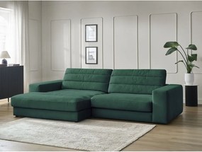 Colțar verde cu tapițerie din catifea (cu colț pe partea stângă/cu șezlong) Sierra – Bobochic Paris