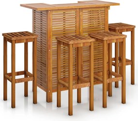 vidaXL Set mobilier de bar de grădină, 5 piese, lemn masiv de acacia