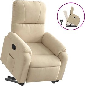 vidaXL Fotoliu rabatabil cu ridicare, crem, microfibră