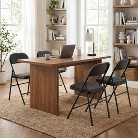 HOMCOM Set de 2 scaune pliante pentru sufragerie, portabile, cadru din oțel dim. 45l x 46P x 78H cm negru | Aosom Romania
