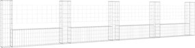 vidaXL Coș de gabion în formă de U cu 5 stâlpi, 500x20x100 cm, fier