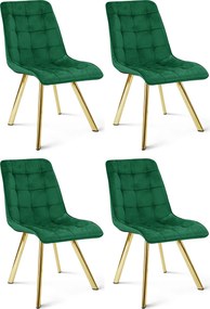 Scaun de masa CIEZA VELVET cu picioare aurii, verde