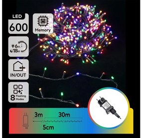 Aigostar - Instalație luminoasă LED RGBY pentru exterior, 600 LED-uri/6W/230V/8 funcții/30 m/IP44