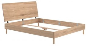 Pat Dublu Forrest Oak, 160x200 cm, din Lemn Masiv de Stejar, Natur – Vipack