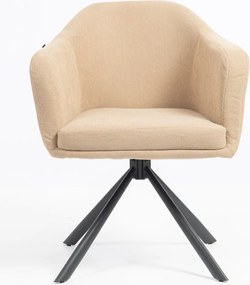 HR832 BAZĂ STEA Scaun Catifea Reiată Premium culoare Bej Ghimbir cu Bază Neagră