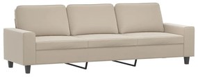 Canapea cu 3 locuri si taburet, crem, 210 cm, microfibra