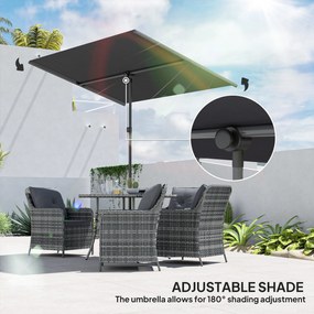 Outsunny Umbrelă de Soare cu Protecție UPF 50+, Înclinare la 180° și Înălțime Reglabilă, 150x205x120-215 cm, Gri Închis | Aosom Romania