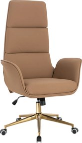 HR850K Scaun Caramel Piele Ecologica Premium Soft cu Bază Aurie