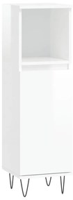 831558 vidaXL Dulap de baie, alb extralucios, 30x30x100 cm, lemn prelucrat