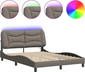 vidaXL Cadru de pat cu LED fără saltea Hvar Taupe 140x190 cm Material