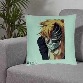 Perna Personalizata Bleach Ichigo Masca Hollow, 40x40 cm, Verde Menta, Husa Detasabila, Perna Inclusa, BEKZ®