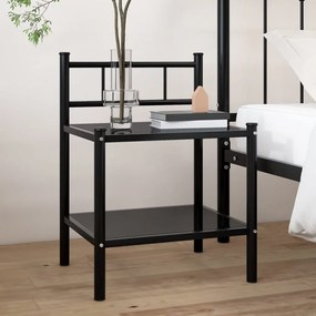 325088 vidaXL Noptieră, gri și negru, 45x34,5x60,5 cm, metal și sticlă