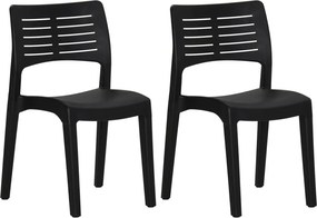 vidaXL Scaune de grădină, 2 buc., antracit, polipropilenă