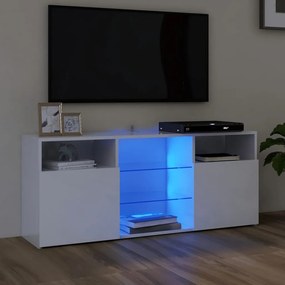 804307 vidaXL Comodă TV cu lumini LED, alb extralucios, 120x30x50 cm