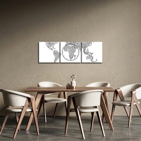 Tablou - Harta în linii (cu ceas) (90x30 cm)