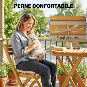 Outsunny masă și scaune pentru balcon, masă și scaune pentru exterior, set masă și scaune balcon, set bistro, set balcon pliabil lemn masă și scaune | Aosom Romania