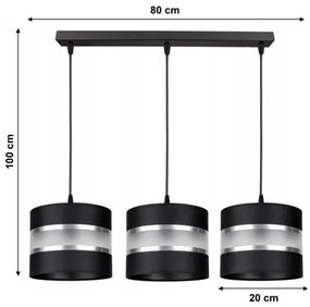 Lustră pe cablu CORAL 3xE27/60W/230V neagră