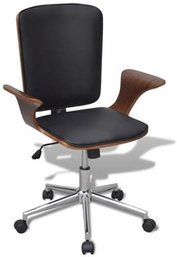 vidaXL Scaun de birou rotativ tapițerie piele ecologică și lemn curbat