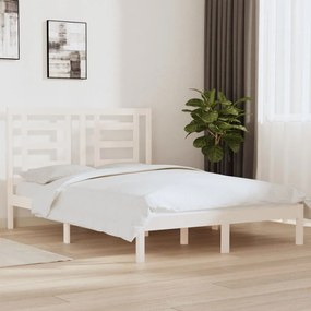 3104349 vidaXL Cadru de pat, alb, 140x200 cm, lemn masiv de pin