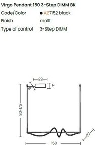 Lustra LED suspendata design modern VIRGO 3-STEP DIMM