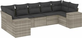vidaXL Set canapele de grădină cu perne, 7piese gri deschis poliratan