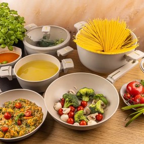 Set oale marmorate cu capace 12 peise Klausberg KB-7969, crem