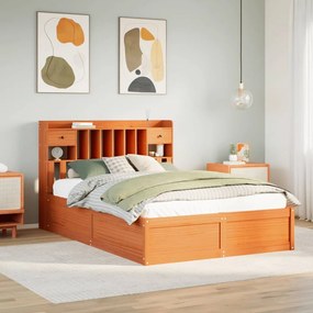 vidaXL Cadru de pat fără saltea, maro ceruit 140x200 cm lemn masiv pin