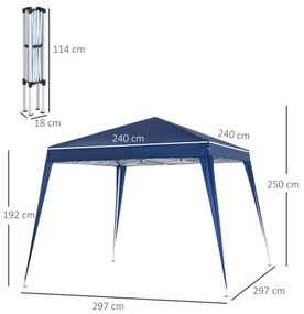 Outsunny Foisor Pliabil 2.4x2.4m, Foisor de Gradina Structura