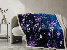 Patura miel din microplus VIOLET BUTTERFLY albastru inchis Dimensiune: 160 x 200 cm