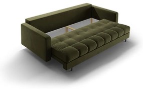 Canapea verde extensibilă, cu spațiu de depozitare cu tapițerie din catifea 222 cm Bali – Cosmopolitan Design