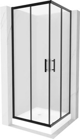 Mexen Rio cabină de duș pătrată 70 x 70 cm, înghețat, negru + cadă de duș Rio, alb - 860-070-070-70-30-4510