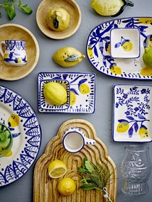 Set solniță și pipernița din ceramică galbenă în formă de lămâi, cu tavă în formă de frunză, 25,5×8,5×11 cm, „Limone"