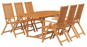 Set mobilier de exterior, 7 piese, lemn masiv de acacia 7, Oval