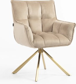 HR560 BAZĂ STEA Scaun Catifea Latte cu Bază Aurie
