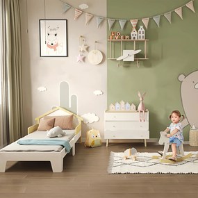 Cal tip Balansoar pentru Copii 1-3 Ani, Design Clasic din Lemn cu Manere si Suport pentru Picioare, 68x26.5x48cm, Alb HOMCOM | Aosom Romania