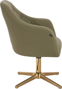HR831CROSS Scaun Khaki Piele Ecologica Premium Soft cu Bază Aurie
