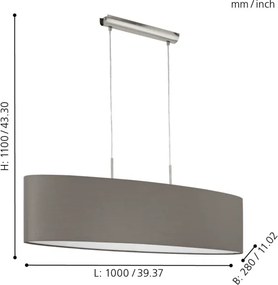 Lustră pe cablu Eglo 31587 PASTERI 2xE27/60W/230V