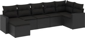 vidaXL Set canapele de grădină cu perne, 7 piese, negru, poliratan