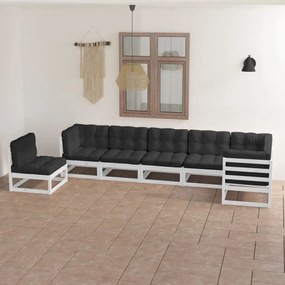 3076645 vidaXL Set mobilier de grădină cu perne, 7 piese, lemn masiv de pin