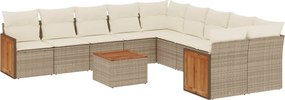 vidaXL Set canapele de grădină cu perne, 11 piese, bej, poliratan
