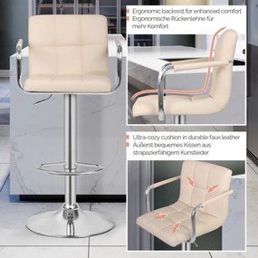 MIADOMODO Scaun de bar 2pcs, cu brațe, bej