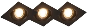 Set de 3 spoturi îngropate negre inclusiv LED cu dimmer în 3 trepte - Miu